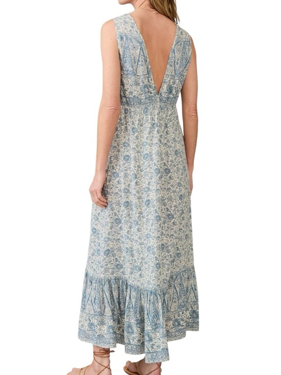 Faherty Eden Maxi Floral Print Dress in Blue & White Size Medium - Picture 2 of 10